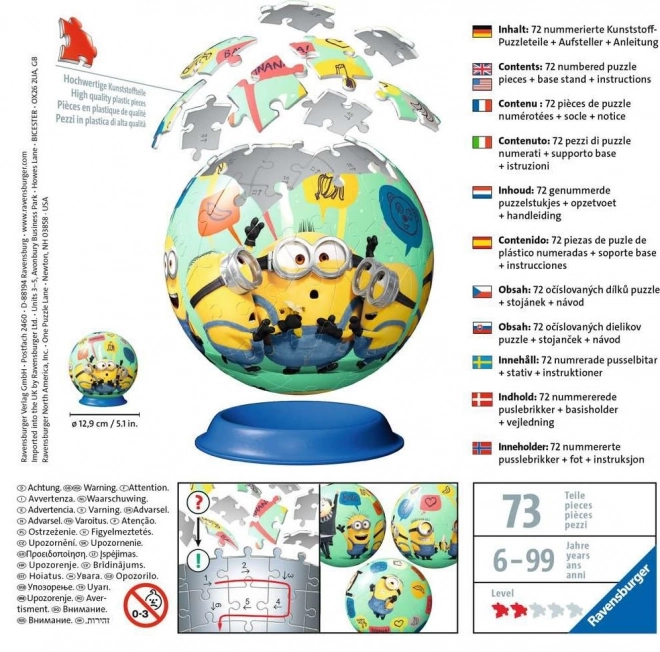 RAVENSBURGER Puzzleball Mimoni 2: Padouch přichází 72 dílků