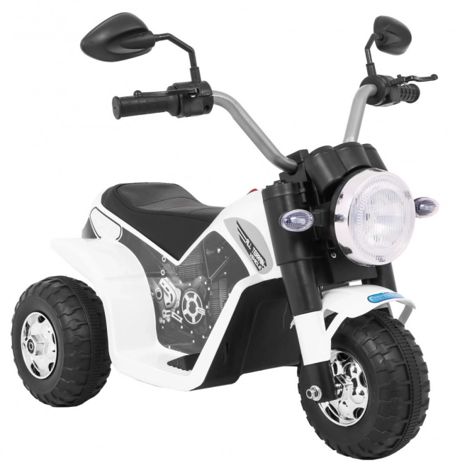 Dětské kolo MiniBike na baterie Bílé + zvuky + LED světla + eko kůže