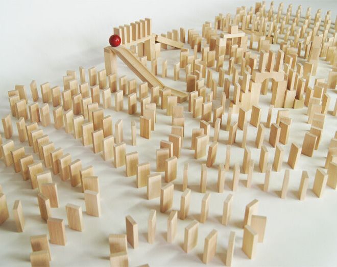 EkoToys Dřevěné domino přírodní 830 ks