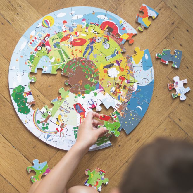 Bigjigs Toys Kulaté podlahové puzzle Čtyří roční období 50 dílků
