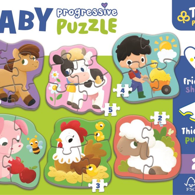 Baby puzzle se zvířátky z farmy 6v1