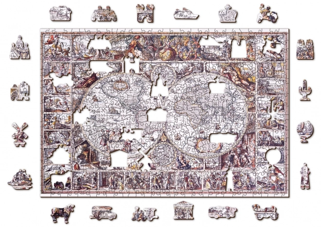 WOODEN CITY Dřevěné puzzle Mapa doby objevů 2v1, 505 dílků EKO