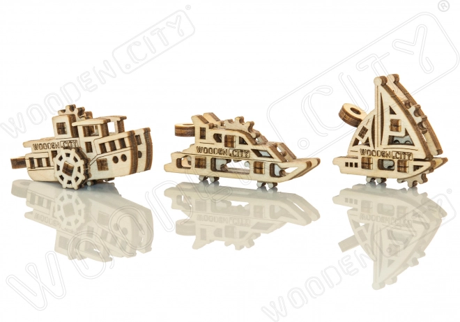 WOODEN CITY 3D puzzle mini sada Widgets: Lodě 28 dílků