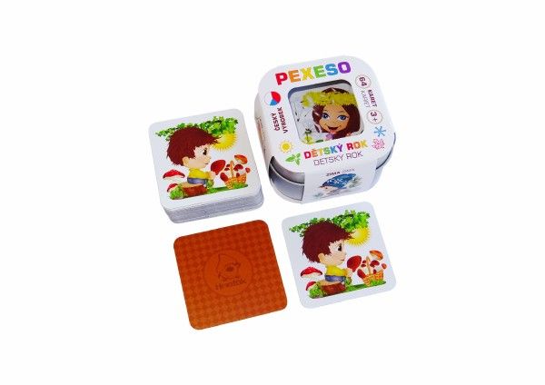 Pexeso Dětský rok - voděodolné, 64 karet v plechové krabičce 6x6x4cm