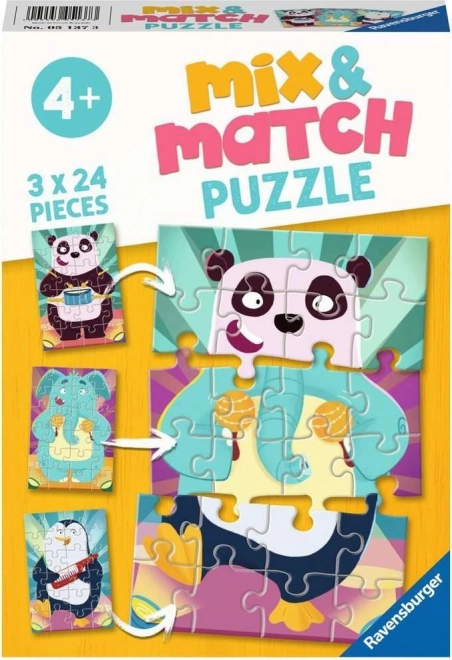 RAVENSBURGER Puzzle Mix&Match: Legrační zvířátka 3x24 dílků