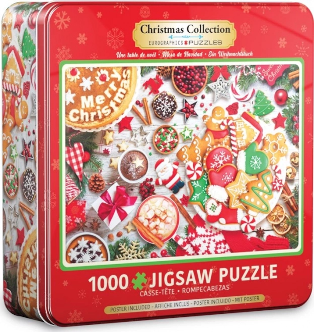 EUROGRAPHICS Puzzle v plechové krabičce Vánoční stůl 1000 dílků