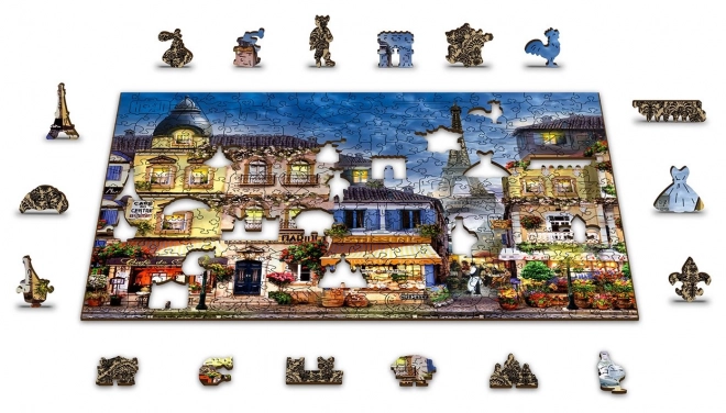 Wooden City Dřevěné puzzle Snídaně v Paříži 2v1, 300 dílků EKO