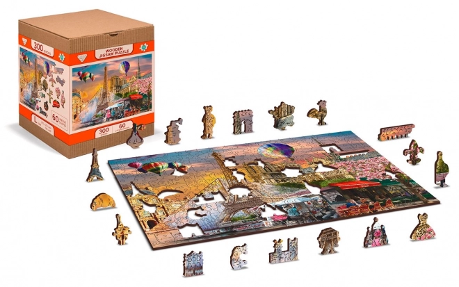 WOODEN CITY Dřevěné puzzle Jaro v Paříži 2v1, 75 dílků EKO