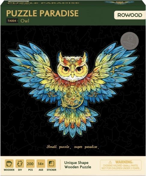 Dřevěné puzzle Sova RoboTime