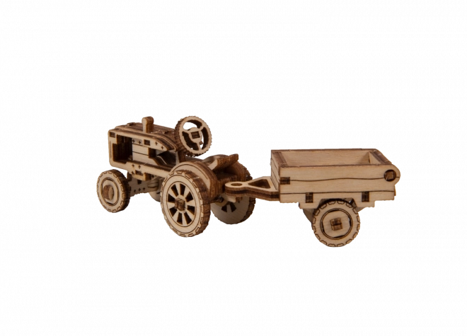 Wooden City 3D puzzle Superfast Americký traktor s vlečkou