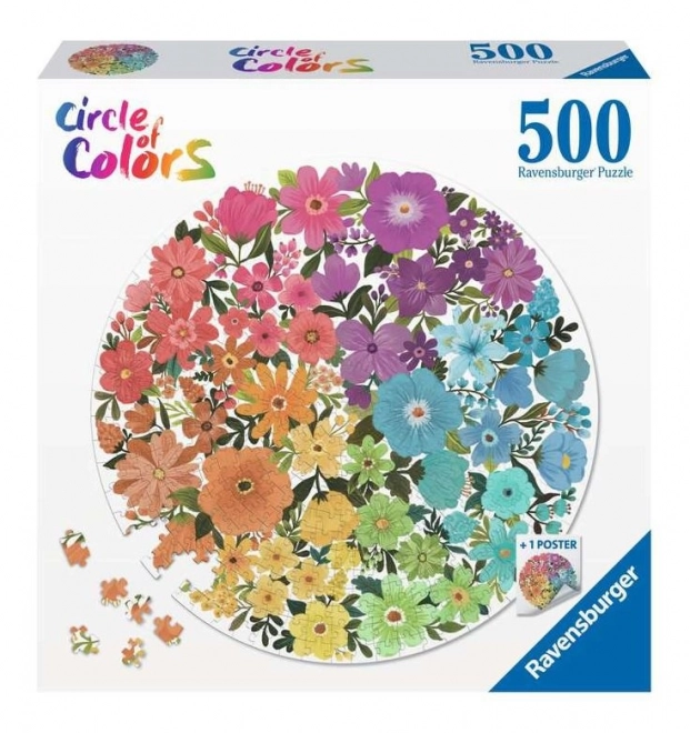 RAVENSBURGER Kulaté puzzle Kruh barev: Květiny 500 dílků