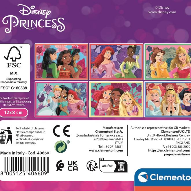 CLEMENTONI Obrázkové kostky Disney princezny, 6 kostek
