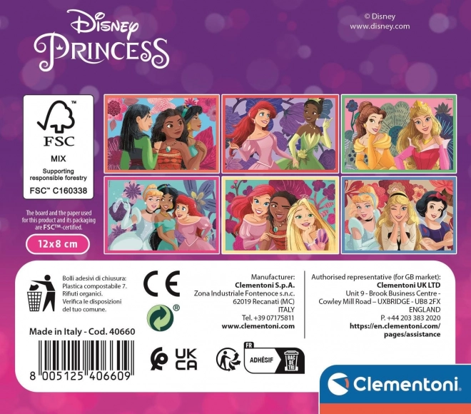 CLEMENTONI Obrázkové kostky Disney princezny, 6 kostek