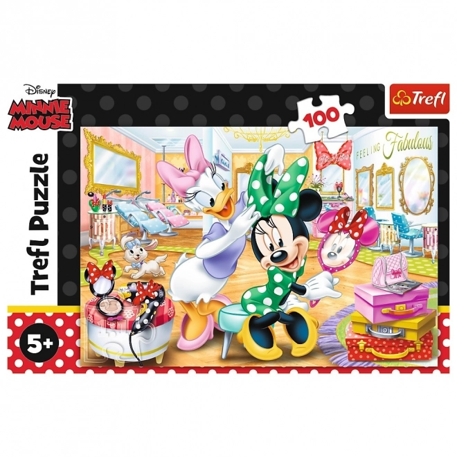 Puzzle 100 dílků Minnie v salonu krásy