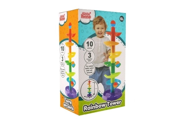 Kuličková dráha - věž 50cm 10ks 3 kuličky plast v krabici 9m+