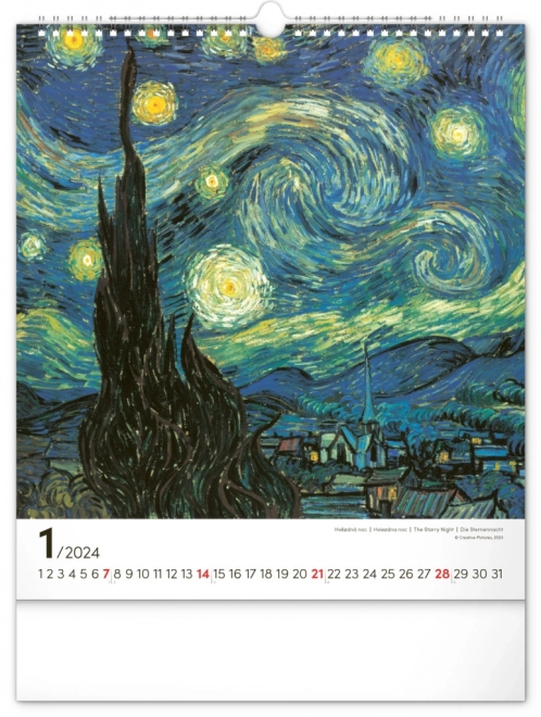 Nástěnný kalendář Vincent van Gogh 2024, 30 × 34 cm