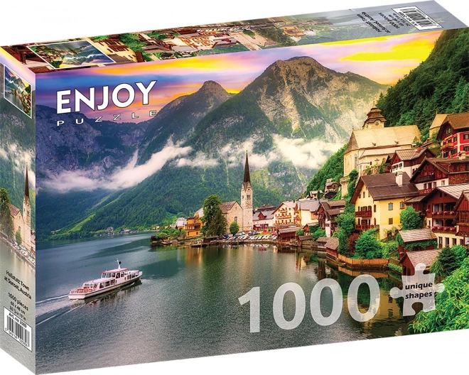 Užijte si puzzle Hallstatt při západu slunce, Rakousko 1000 dílků