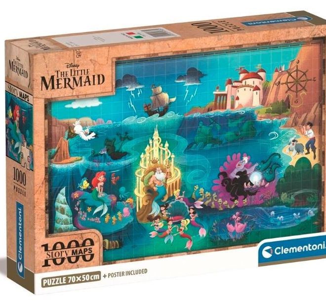 Puzzle 1000 dílků Kompaktní mapy Disney Malá mořská víla