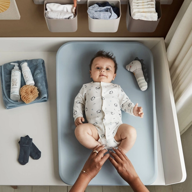 LEANDER - Přebalovací podložka MATTY™, perleťově šedá – Modrá