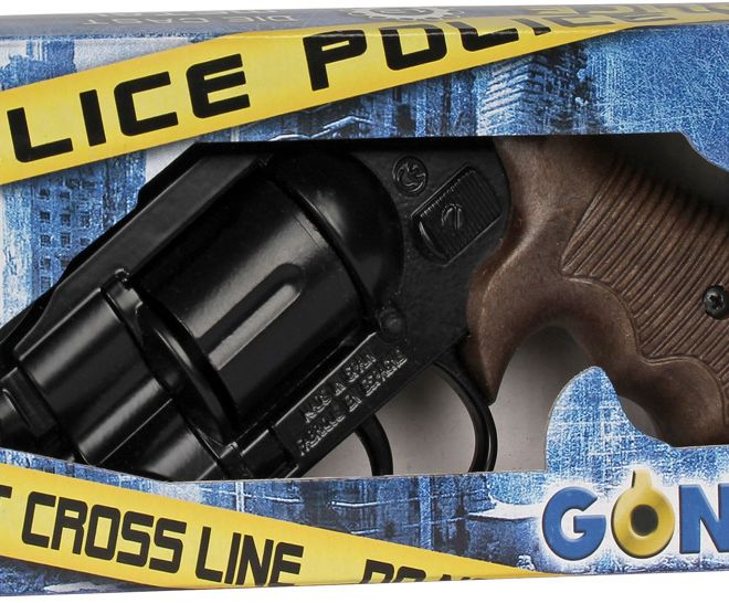Kovový černý policejní revolver Gold Collection - 12 ran