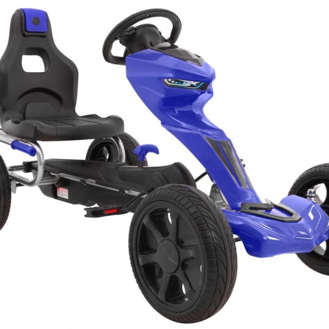 Grand Ride šlapací motokára pro děti 3+ Modrá + EVA kola + Nastavitelné sedadlo + Ruční brzda