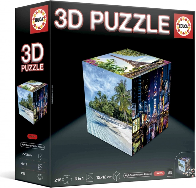 EDUCA 3D Puzzle kostka Cestování 216 dílků