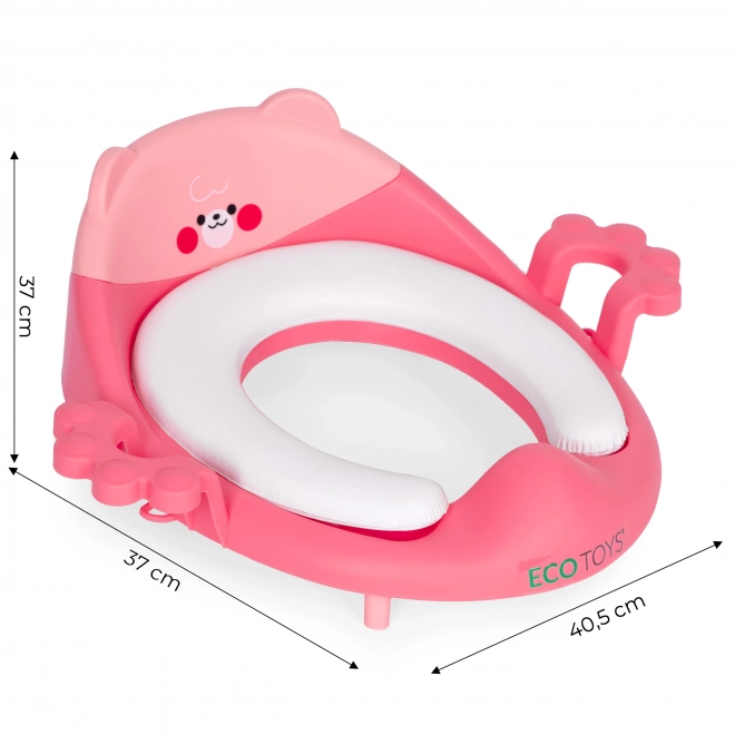 Dětské WC sedátko s madly a měkkým polštářem růžové ECOTOYS