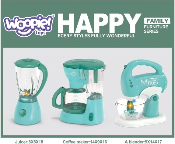 WOOPIE Sada domácích spotřebičů pro děti 3v1 Mixér Blender Kuchyňský robot