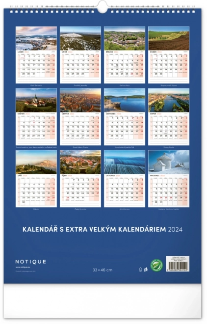 Nástěnný kalendář 2024 s extra velkým kalendáriem, 33 × 46 cm