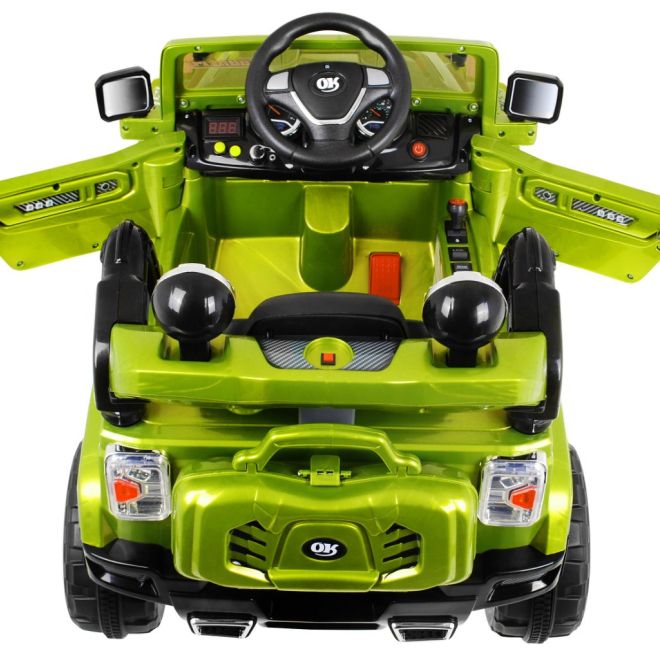 JJ terénní auto na baterie pro děti Zelené + Dálkové ovládání + Úložný prostor + Světla + Audio