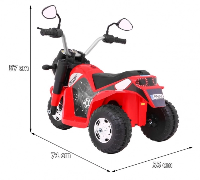 Dětské kolo na baterie MiniBike Červená + zvuky + LED světla + ekologická kůže