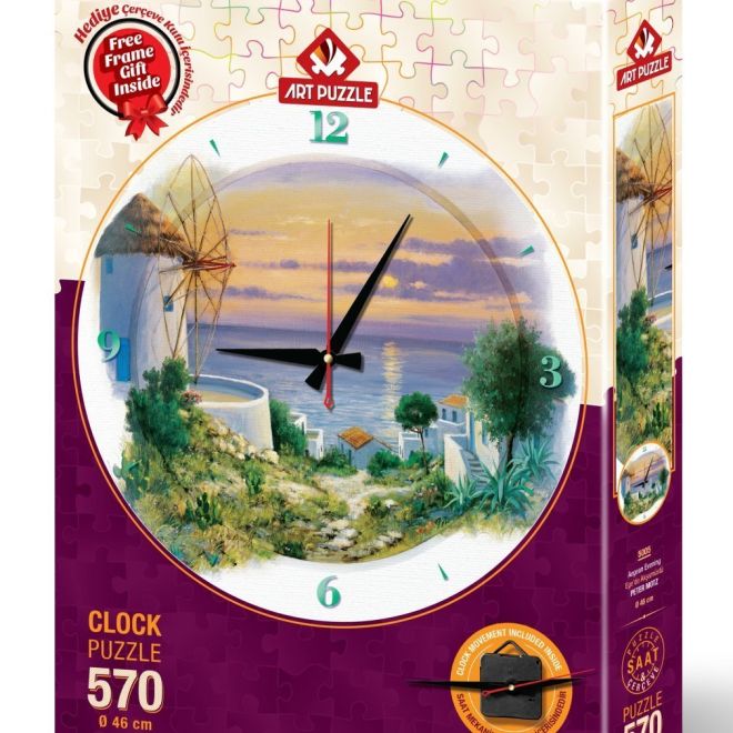 ART PUZZLE Puzzle hodiny Večer u Egejského moře 570 dílků (včetně rámu)
