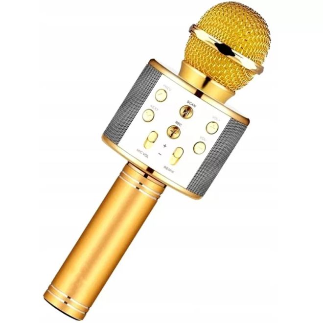 Bezdrátový karaoke mikrofon s reproduktorem – Zlatý