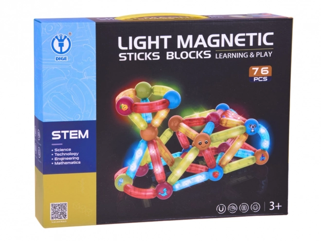 Magnetické 3D barevné svítící kostky pro děti 76ele ZA5239