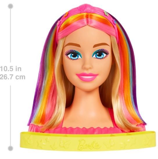 Barbie stylingová hlava neonové duhové blond vlasy