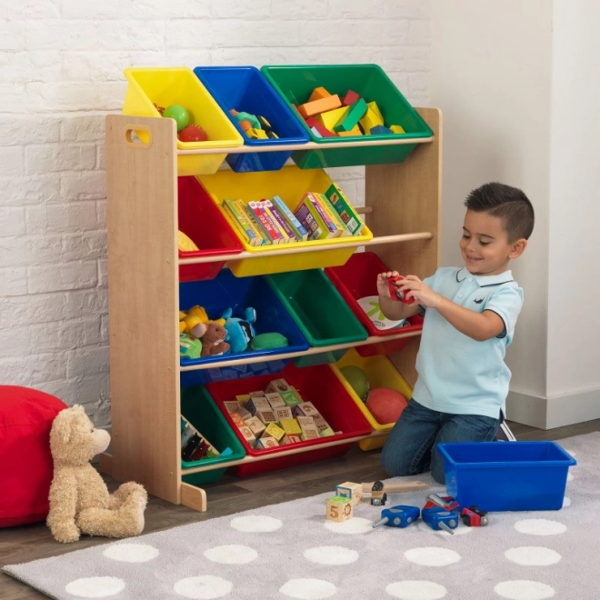 KidKraft Barevná polička s úložnými boxy