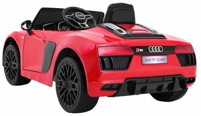 Audi R8 Spyder na baterie Červený lak + Dálkové ovládání + EVA + Pomalý start + Rádio MP3 + LED dioda