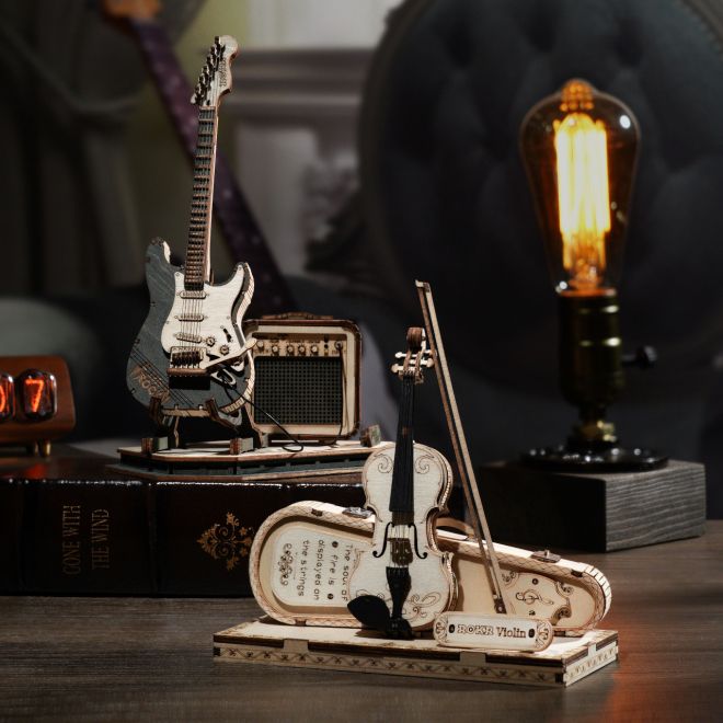 RoboTime dřevěné 3D puzzle - Elektrická kytara