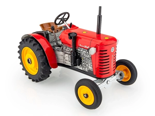 Traktor Zetor 25A červený na klíček kov 15cm 1:25 v krabičce Kovap