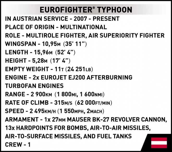 COBI 5850 Armed Forces Eurofighter Typhoon Austria, 1:48, 578 k