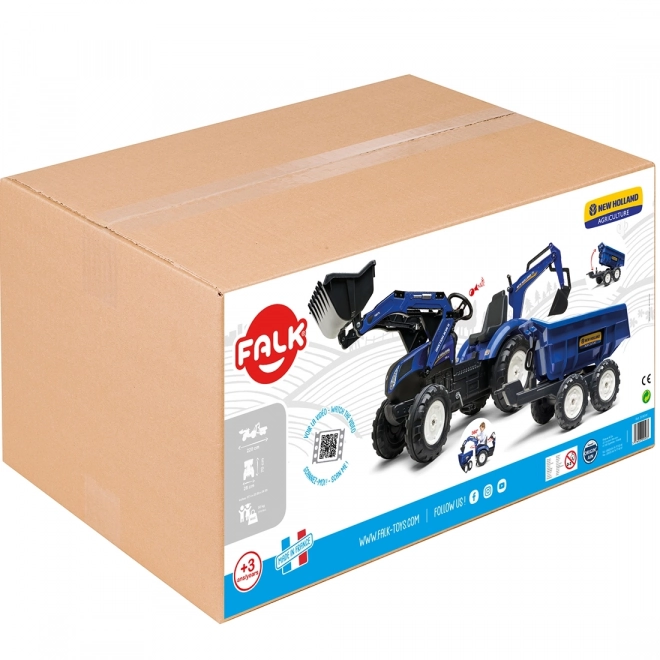Traktor New Holland s přívěsem modrý pro děti od 3 let