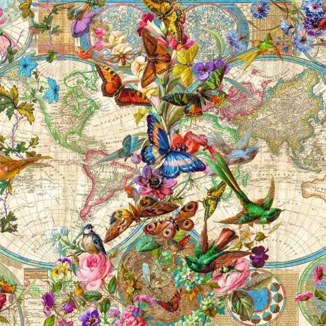 Puzzle 3000 dílků Flora a fauna. Mapa světa