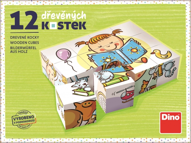Dino Hezký den 12 dřevěné kostky