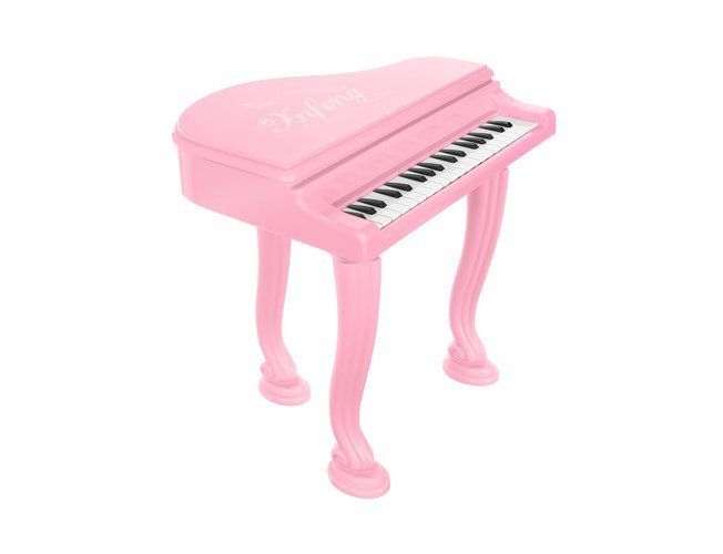 Elektronické piáno s mikrofonem a stoličkou - růžová
