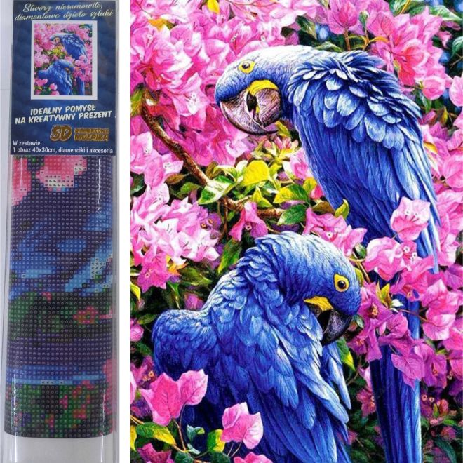 Sada na diamantové malování - modří papoušci