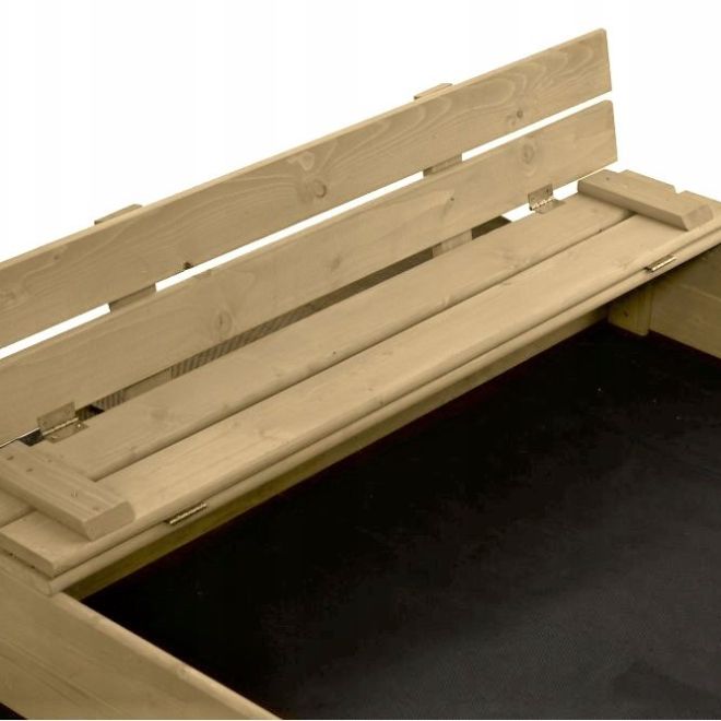 SAND TROPIC Dřevěné pískoviště s lavičkami a příslušenstvím 120x120cm (přírodní)