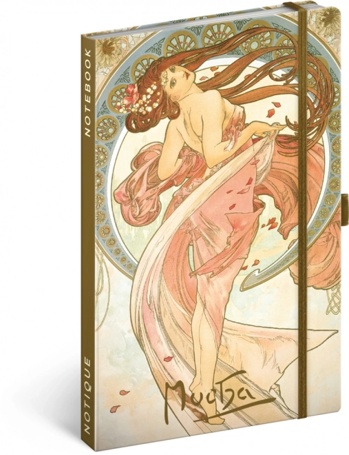 NOTIQUE Notes Alfons Mucha – Tanec, linkovaný, 13 x 21 cm