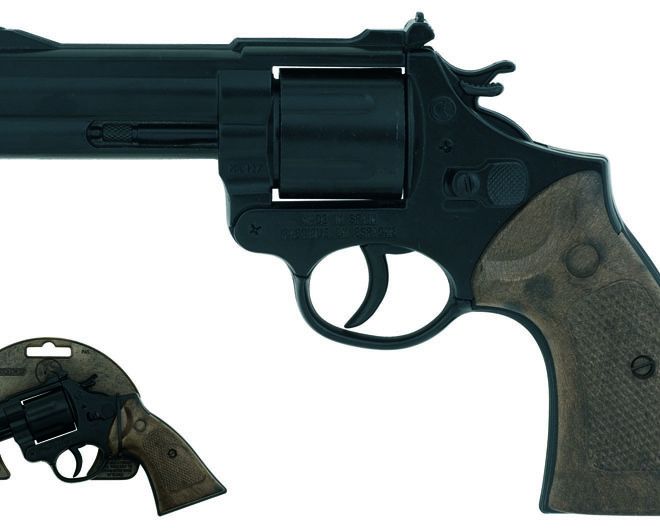 Policejní revolver černý  kovový 12 ran