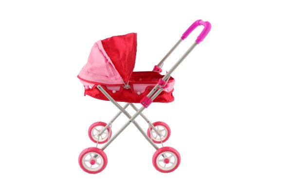 Hluboký červeno-růžový kočárek s motivem medvídka pro miminka