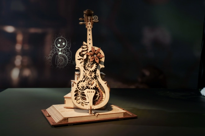 RoboTime dřevěné mechanické puzzle Kouzelné violoncello (elektrický pohon)